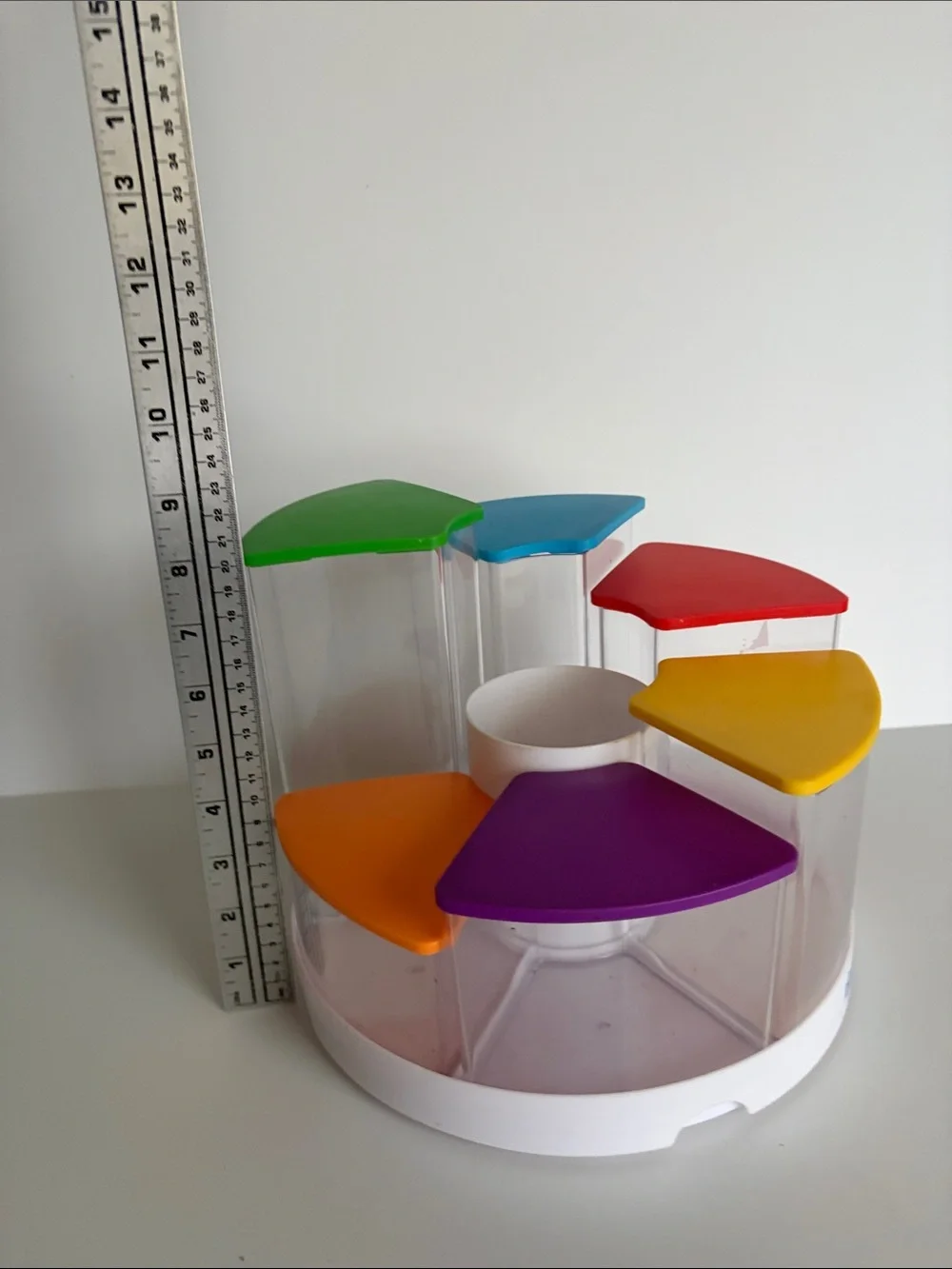 NWOT Amazon Rotating Snack & Toy Storage Carousel with Multicolor Lids